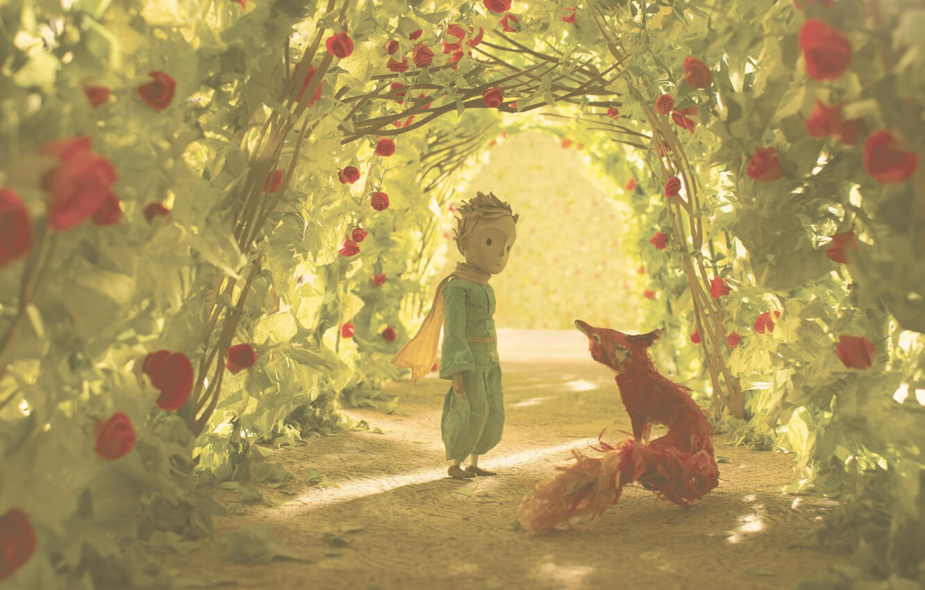 the little prince with the fox in the garden of roses