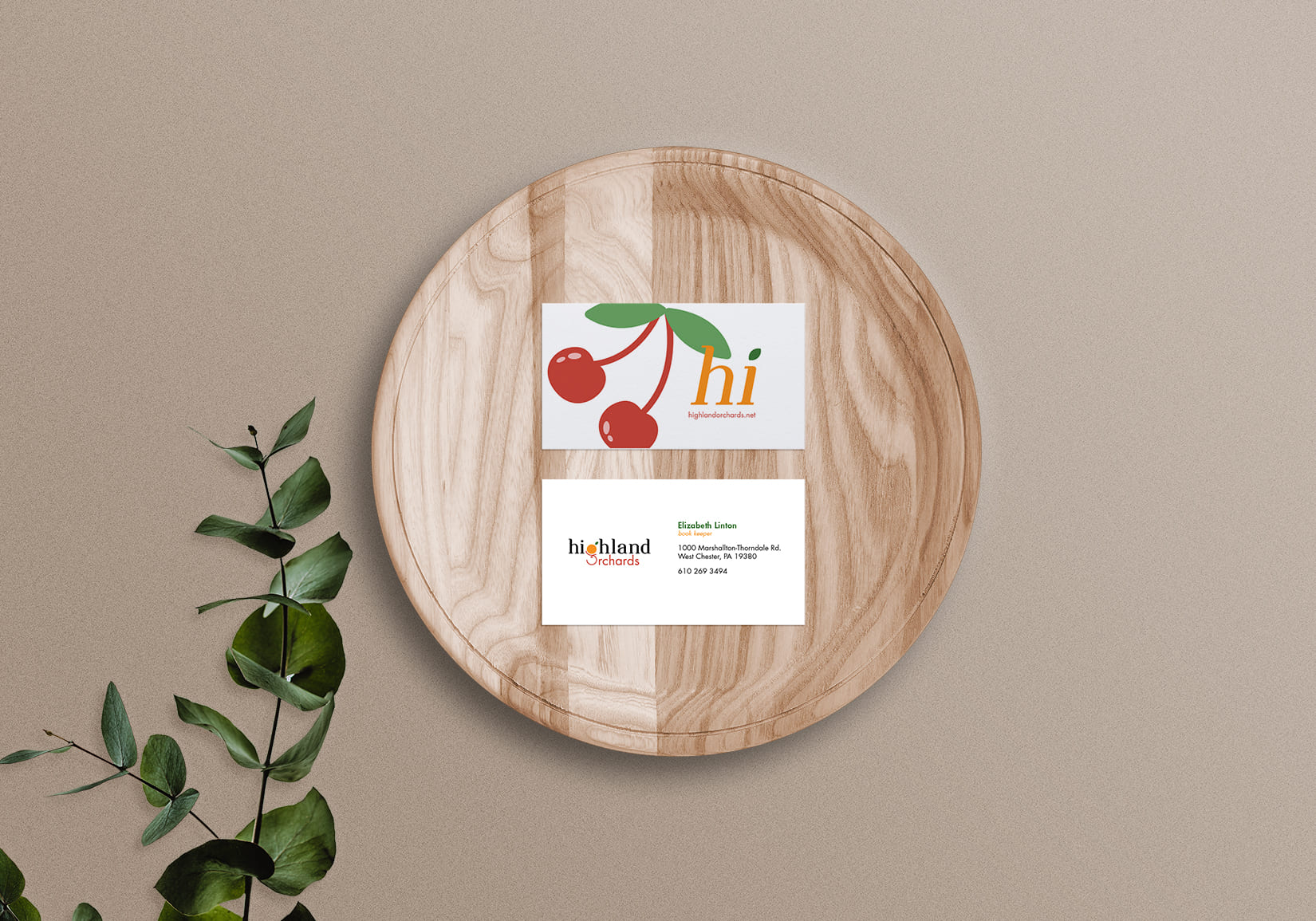 highland orchards business cards design rebrand