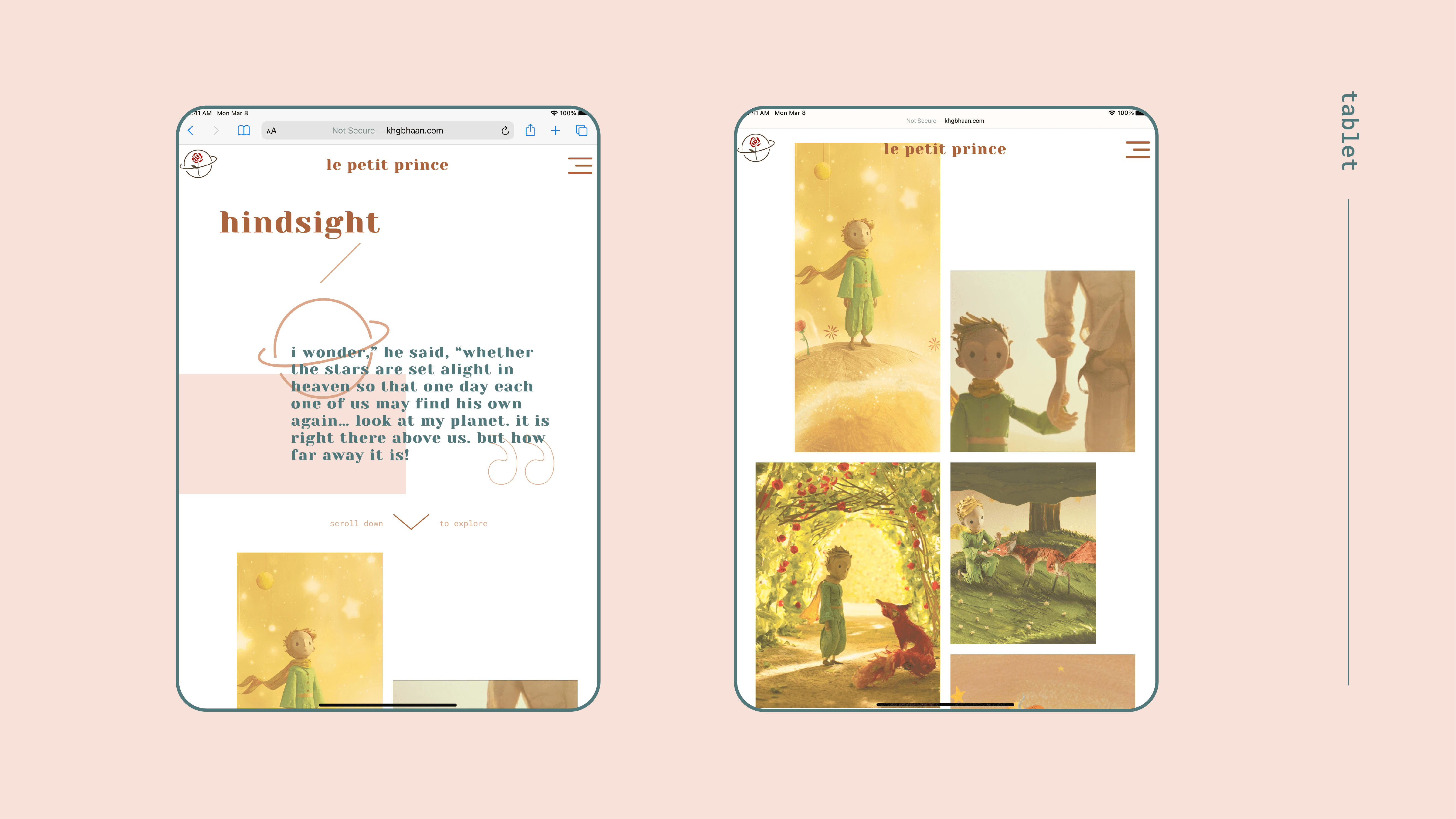 the little prince website design ux ui front end development tablet version